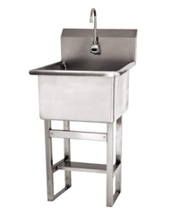 SANI-LAV - 24" Long x 24" Wide Inside, 1 Compartment, Grade 304 Stainless Steel ADA Hand Sink with Electronic Faucet - 14 Gauge, 27" Long x 27-1/2" Wide x 48" High Outside, 12" Deep - Eagle Tool & Supply