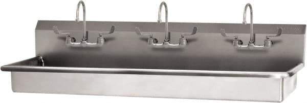 SANI-LAV - 65" Long x 16-1/2" Wide Inside, 1 Compartment, Grade 304 Stainless Steel (2) Person Wash-Station with Electronic Faucet - 16 Gauge, 68" Long x 20" Wide x 21-1/2" High Outside, 5-1/2" Deep - Eagle Tool & Supply