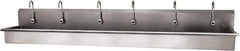 SANI-LAV - 117" Long x 16-1/2" Wide Inside, 1 Compartment, Grade 304 Stainless Steel (6) Person Wash-Station with Electronic Faucet - 16 Gauge, 120" Long x 20" Wide x 18" High Outside, 8" Deep - Eagle Tool & Supply