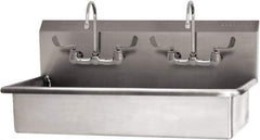 SANI-LAV - 37" Long x 16-1/2" Wide Inside, 1 Compartment, Grade 304 Stainless Steel (2) Person Wash-Station with Manual Faucet - 16 Gauge, 40" Long x 20" Wide x 18" High Outside, 8" Deep - Eagle Tool & Supply