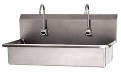 SANI-LAV - 37" Long x 16-1/2" Wide Inside, 1 Compartment, Grade 304 Stainless Steel (2) Person Wash-Station with Electronic Faucet - 16 Gauge, 40" Long x 20" Wide x 18" High Outside, 8" Deep - Eagle Tool & Supply