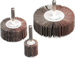 Camel Grinding Wheels - 2" Diam x 1-1/2" Face Width, Medium Aluminum Oxide Coated Mounted Flap Wheel - 1/4" Shank Mount, 40 Grit, X Weighted Cloth Backing, 20,000 Max RPM - Eagle Tool & Supply