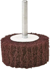 Camel Grinding Wheels - 3" Diam x 1" Face Width, Fine Aluminum Oxide Nonwoven Mounted Flap Wheel - 1/4" Shank Mount, 80 Grit, X Weighted Cloth Backing, 20,000 Max RPM - Eagle Tool & Supply