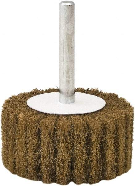 Camel Grinding Wheels - 3" Diam x 1" Face Width, Coarse Aluminum Oxide Nonwoven Mounted Flap Wheel - 1/4" Shank Mount, 60 Grit, X Weighted Cloth Backing, 20,000 Max RPM - Eagle Tool & Supply