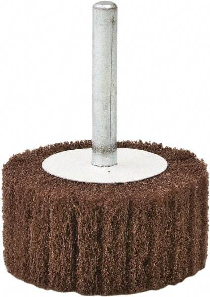 Camel Grinding Wheels - 3" Diam x 2" Face Width, Fine Aluminum Oxide Nonwoven Mounted Flap Wheel - 1/4" Shank Mount, 180 Grit, X Weighted Cloth Backing, 20,000 Max RPM - Eagle Tool & Supply