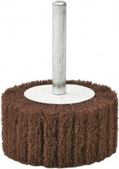 Camel Grinding Wheels - 1" Diam x 1" Face Width, Fine Aluminum Oxide Nonwoven Mounted Flap Wheel - 1/4" Shank Mount, 180 Grit, X Weighted Cloth Backing, 30,000 Max RPM - Eagle Tool & Supply