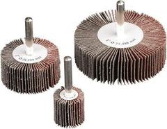 Camel Grinding Wheels - 1-1/2" Diam x 1" Face Width, Medium Aluminum Oxide Coated Mounted Flap Wheel - 1/4" Shank Mount, 60 Grit, X Weighted Cloth Backing, 25,000 Max RPM - Eagle Tool & Supply