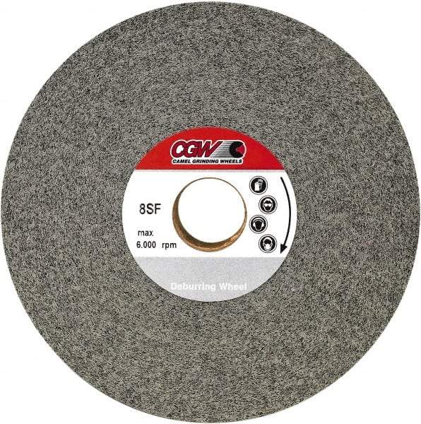 Camel Grinding Wheels - 6" Diam, 6" Face Width, 1" Center Hole, Medium Grade, Aluminum Oxide Deburring Wheel - Convolute, Hard Density 8 Grade, 6,000 RPM - Eagle Tool & Supply