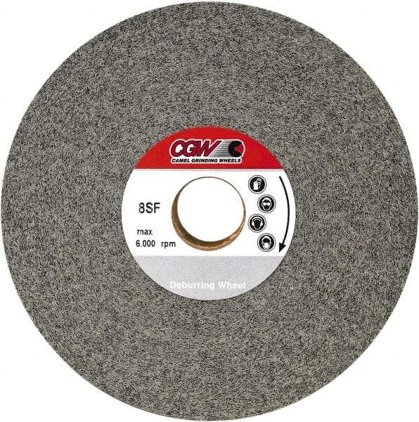 Camel Grinding Wheels - 8" Diam, 1" Face Width, 3" Center Hole, Fine Grade, Silicon Carbide Deburring Wheel - Convolute, Hard Density 8 Grade, 4,500 RPM - Eagle Tool & Supply