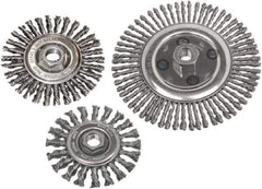 Camel Grinding Wheels - 5" OD, 5/8-11 Arbor Hole, Stringer Bead Stainless Steel Wheel Brush - 5" Face Width, 1" Trim Length, 0.02" Filament Diam - Eagle Tool & Supply
