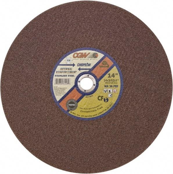 Camel Grinding Wheels - 14" 36 Grit Aluminum Oxide Cutoff Wheel - 3/32" Thick, 1" Arbor, 4,400 Max RPM - Eagle Tool & Supply