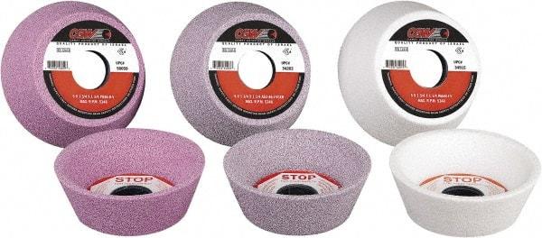 Camel Grinding Wheels - 6" Diam, 1-1/4" Hole Size, 3/4" Overall Thickness, 60 Grit, Type 12 Tool & Cutter Grinding Wheel - Medium Grade, Aluminum Oxide, K Hardness, Vitrified Bond - Eagle Tool & Supply