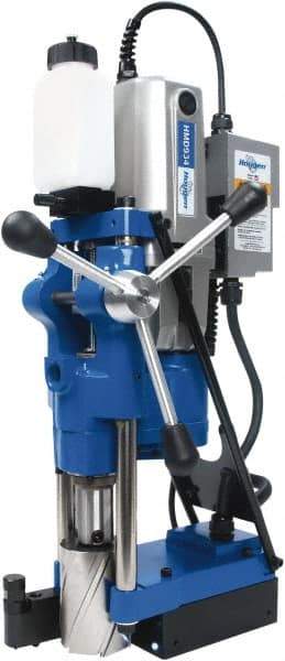 Hougen - 3/4" Chuck, 4" Travel, Portable Magnetic Drill Press - 70, 120, 200 & 332 RPM, 6.75 Amps, 1553 Watts, 230 Volts, 2' Cord Length - Eagle Tool & Supply