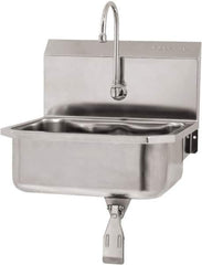 SANI-LAV - 17" Long x 14" Wide Inside, 1 Compartment, Grade 304 Stainless Steel Hand Sink Wall Mount with Knee Valve - 18 Gauge, 19" Long x 18" Wide x 21" High Outside, 7" Deep - Eagle Tool & Supply