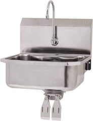 SANI-LAV - 17" Long x 14" Wide Inside, 1 Compartment, Grade 304 Stainless Steel Hand Sink Wall Mount with Knee Valve - 18 Gauge, 19" Long x 18" Wide x 21" High Outside, 7" Deep - Eagle Tool & Supply