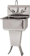 SANI-LAV - 19" Long x 16" Wide Inside, 1 Compartment, Grade 304 Stainless Steel Hand Sink Wall Mount with Manual Faucet - 18 Gauge, 21" Long x 20" Wide x 46" High Outside, 10" Deep - Eagle Tool & Supply