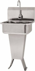 SANI-LAV - 17" Long x 14" Wide Inside, 1 Compartment, Grade 304 Stainless Steel Hand Sink Floor Mount with Double Foot Valve - 18 Gauge, 19" Long x 18" Wide x 46" High Outside, 7" Deep - Eagle Tool & Supply