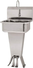 SANI-LAV - 17" Long x 14" Wide Inside, 1 Compartment, Grade 304 Stainless Steel Hand Sink Floor Mount with Double Foot Valve - 18 Gauge, 19" Long x 18" Wide x 46" High Outside, 7" Deep - Eagle Tool & Supply