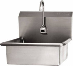 SANI-LAV - 19" Long x 15-1/2" Wide Inside, 1 Compartment, Grade 304 Stainless Steel Hand Sink Wall Mount with Electronic Faucet - 16 Gauge, 23" Long x 20" Wide x 20-1/2" High Outside, 5" Deep - Eagle Tool & Supply