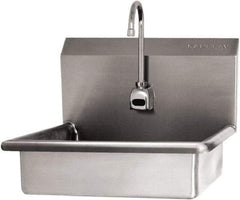 SANI-LAV - 16" Long x 12-1/2" Wide Inside, 1 Compartment, Grade 304 Stainless Steel Hand Sink Wall Mount with Electronic Faucet - 16 Gauge, 19" Long x 16" Wide x 20-1/2" High Outside, 6" Deep - Eagle Tool & Supply