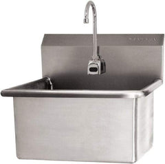 SANI-LAV - 22" Long x 16" Wide Inside, 1 Compartment, Grade 304 Stainless Steel Scrub Sink Wall Mount with Electronic Faucet - 16 Gauge, 25" Long x 19-1/2" Wide x 24" High Outside, 10-1/2" Deep - Eagle Tool & Supply