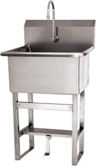 SANI-LAV - 22" Long x 16" Wide Inside, 1 Compartment, Grade 304 Stainless Steel Scrub Sink Floor Mount with Single Foot Valve - 16 Gauge, 25" Long x 19-1/2" Wide x 46-1/2" High Outside, 10-1/2" Deep - Eagle Tool & Supply