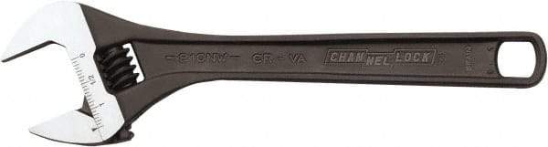 Channellock - 1-3/8" Jaw Capacity, 10" Standard Adjustable Wrench - Steel, Black Finish, 10" OAL - Eagle Tool & Supply