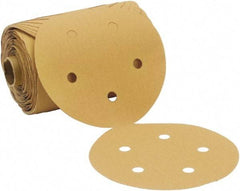 3M - 5" Diam, 320 Grit FEPA, Aluminum Oxide Adhesive PSA Disc - Gold, C Weighted Backing, Flexible, 12,000 Max RPM - Eagle Tool & Supply
