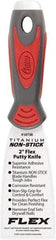 Clauss - 2" Wide Point Edge Blade Stainless Steel Putty Knife - Flexible, Cushioned Grip / Hammerhead ABS/TPR Handle, 8.46" OAL - Eagle Tool & Supply