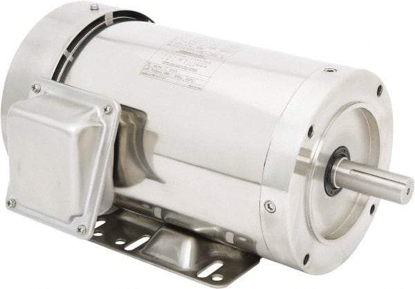 Leeson - 2 Max hp, 1,800 Max RPM, Premium Efficient Electric AC DC Motor - 230/460 V Input, Three Phase, 145TC Frame, 7/8" Shaft Diam, C-Face with Base Mount, TEFC Enclosure - Eagle Tool & Supply