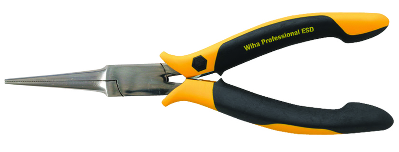 Long Needle Nose Pliers; Straight; Serrated Jaws ESD Safe Precision - Eagle Tool & Supply