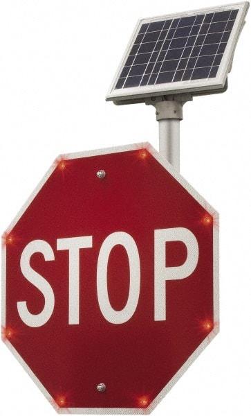 TAPCO - "Stop", 24" Wide x 24" High, Aluminum Stop & Yield Signs - 0.08" Thick, Red/White, Diamond Grade Reflectivity, Octagon, Post Mount - Eagle Tool & Supply