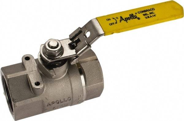 Apollo - 1-1/2" Pipe, Standard Port, Stainless Steel Standard Ball Valve - 2 Piece, NPT Ends, Locking Lever Handle, 600 WOG, 150 WSP - Eagle Tool & Supply