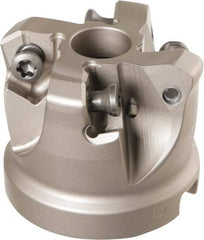 Iscar - 4 Inserts, 1.02" Cutter Diam, 0.106" Max Depth of Cut, Indexable High-Feed Face Mill - 1/2" Arbor Hole Diam, 1-1/4" High, MF FWX-07 Toolholder, H600 WXCU Inserts, Series Helido - Eagle Tool & Supply