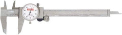 SPI - 0mm to 200mm Range, 0.02 mm Graduation, 2mm per Revolution, Dial Caliper - White Face, 50mm Jaw Length, Accurate to 0.03mm - Eagle Tool & Supply