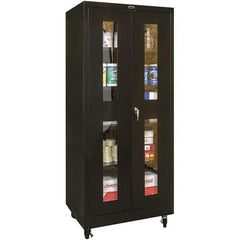Hallowell - 4 Shelf Mobile Storage Cabinet - Steel, 36" Wide x 24" Deep x 72" High, Black - Eagle Tool & Supply