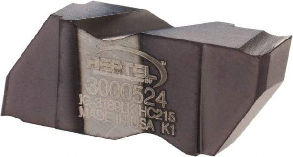Hertel - 3189IG K Grade HC215, 4.8mm Cutting Width Carbide Grooving Insert - 4.57mm Max Depth of Cut, Left Hand, TiAlN Finish - Eagle Tool & Supply