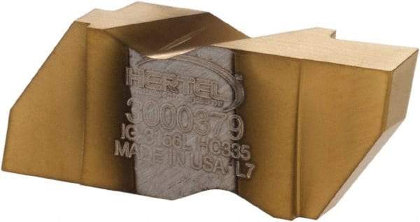 Hertel - 3156IG Grade HC335, 3.96mm Cutting Width Carbide Grooving Insert - 4.57mm Max Depth of Cut, Left Hand, TiN Finish - Eagle Tool & Supply
