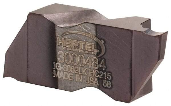 Hertel - 3062IG K Grade HC215, 1.57mm Cutting Width Carbide Grooving Insert - 3.05mm Max Depth of Cut, Left Hand, TiAlN Finish - Eagle Tool & Supply