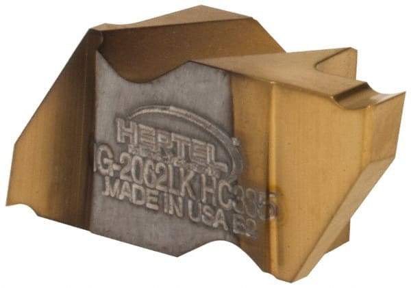 Hertel - 2062IG K Grade HC335, 1.57mm Cutting Width Carbide Grooving Insert - 2.79mm Max Depth of Cut, Left Hand, TiN Finish - Eagle Tool & Supply