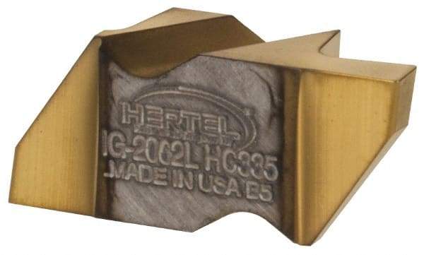 Hertel - 2062IG Grade HC335, 1.57mm Cutting Width Carbide Grooving Insert - 2.79mm Max Depth of Cut, Left Hand, TiN Finish - Eagle Tool & Supply