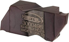 Hertel - 3078IG K Grade HC215, 1.98mm Cutting Width Carbide Grooving Insert - 3.05mm Max Depth of Cut, Left Hand, TiAlN Finish - Eagle Tool & Supply