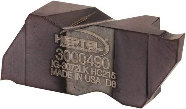 Hertel - 3072IG K Grade HC215, 1.83mm Cutting Width Carbide Grooving Insert - 3.05mm Max Depth of Cut, Left Hand, TiAlN Finish - Eagle Tool & Supply