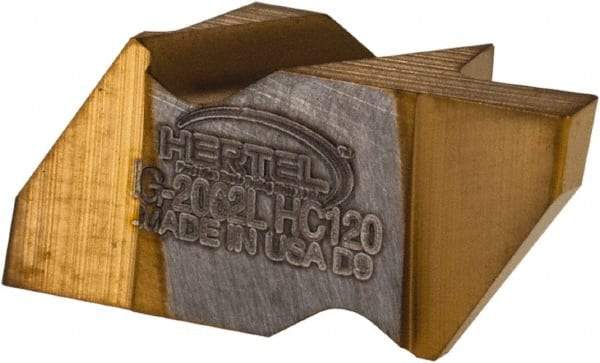 Hertel - 2062IG Grade HC120, 1.57mm Cutting Width Carbide Grooving Insert - 2.79mm Max Depth of Cut, Left Hand, TiN Finish - Eagle Tool & Supply