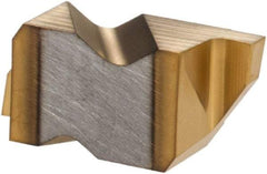Hertel - 2047IG Grade HC335, 1.19mm Cutting Width Carbide Grooving Insert - 1.27mm Max Depth of Cut, Left Hand, TiN Finish - Eagle Tool & Supply