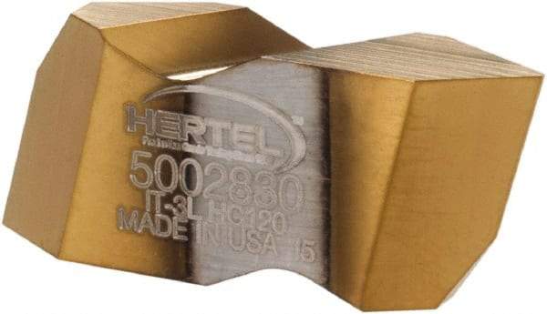 Hertel - IT3 Grade HC120, Internal/External 60° V Threading Insert - 1.25 to 40mm & 6 to 20 TPI Ext Pitch, 20 to 50mm & 5 to 12 TPI Int Pitch, Left Hand Insert, TiN Finish, Carbide - Eagle Tool & Supply