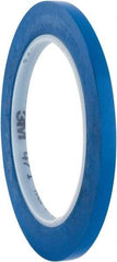 3M - Blue Solid Color Vinyl Tape - 1/4" Wide x 108' Long x 5.2 mil Thick, General Traffic - Eagle Tool & Supply