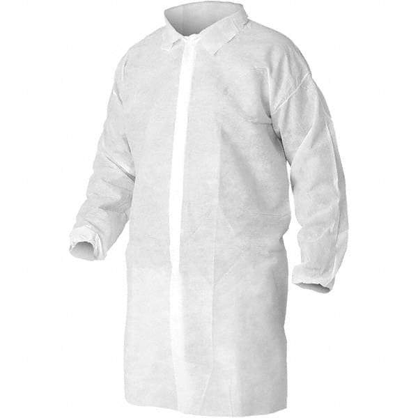KleenGuard - 2XL, White Lab Coat - SMMMS Material, Snap Front, Elastic Cuffs - Eagle Tool & Supply