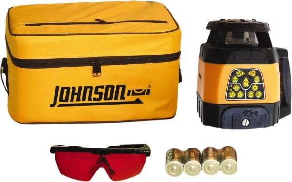 Johnson Level & Tool - 1,500' (Exterior) Measuring Range, 1/8" at 100' Accuracy, Self-Leveling Rotary Laser - 200, 500 RPM, 2 Beams, C Battery Included - Eagle Tool & Supply