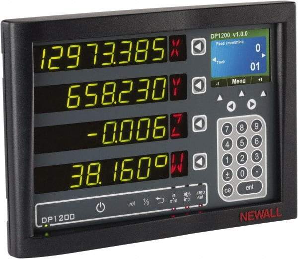 Newall - 2 Axis, 14" X-Axis Travel, 120" Z-Axis Travel, Lathe DRO System - 5µm/10µm Resolution, 10µm Accuracy, Digital Display - Eagle Tool & Supply